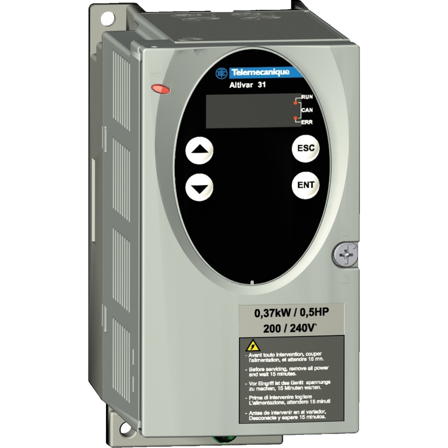 variable speed drive ATV31 - 0.37kW - 240V 1-phase supply - EMC filter - IP20